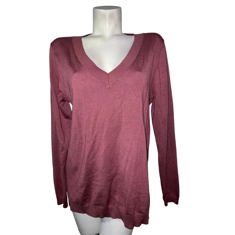 New 41 Hawthorne V-Neck Long Sleeve Sweater Dusty Rose Size XL Casual Work